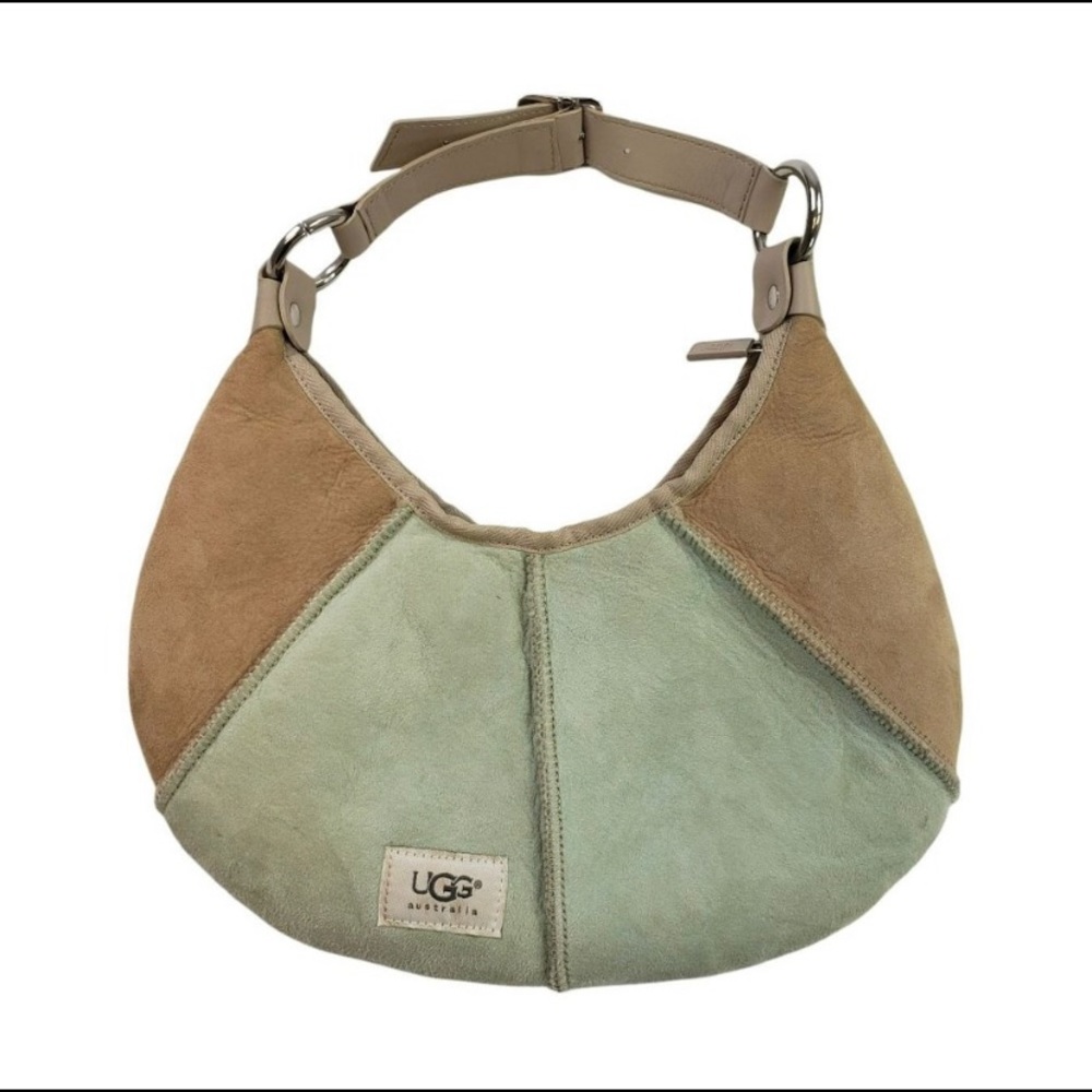 Ugg Millennial Green & Brown Suede Mini Hogo Bag w/ Shearling Fur